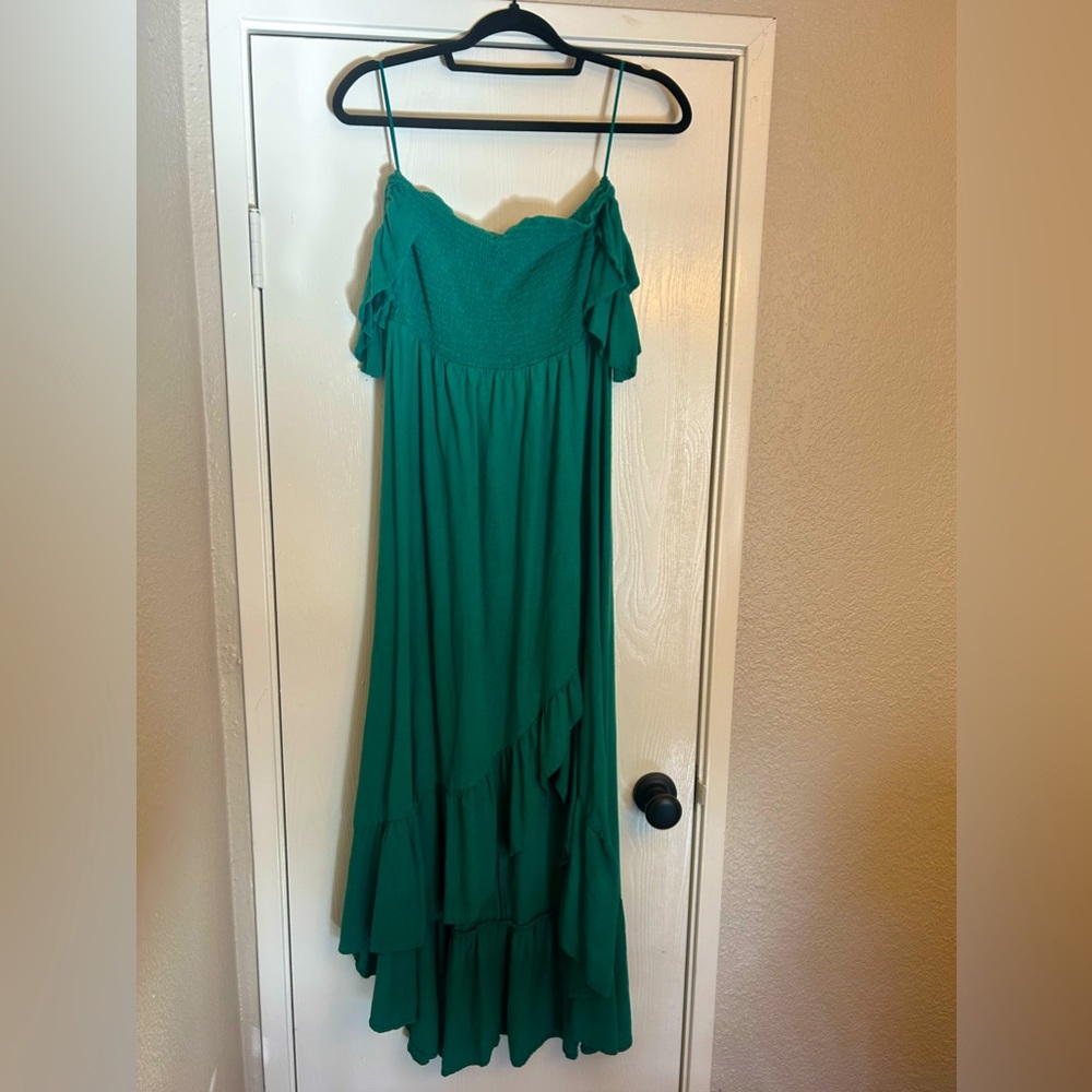 Francesca teal slit dress